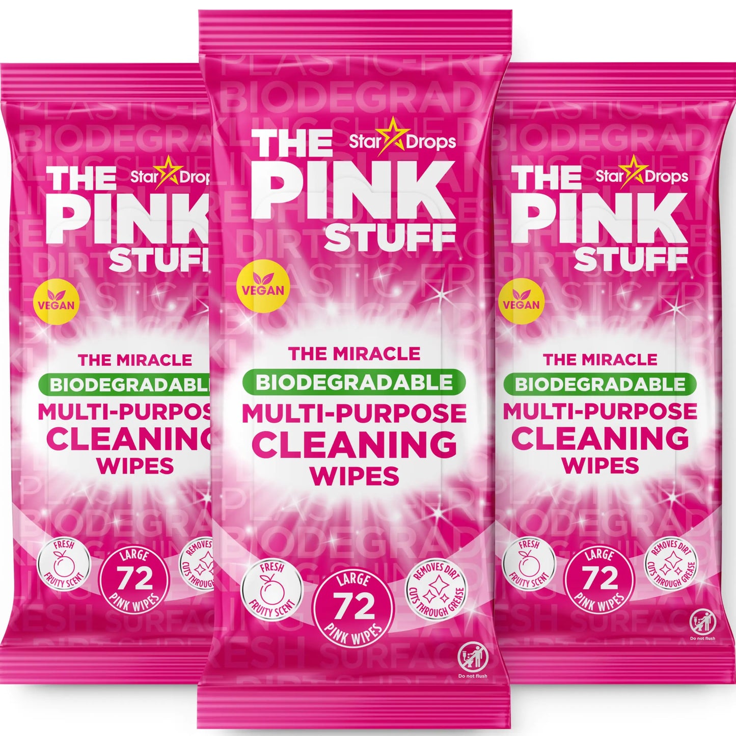 Stardrops The Pink Stuff Miracle Multi-Purpose Cleaning Wipes – 216 Count – Tough on Grease Grime and Dirt – All-Purpose Cleaner for Kitchen Bathroom and More