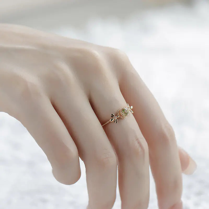 Natural Olivine Ring for Women's Fashion