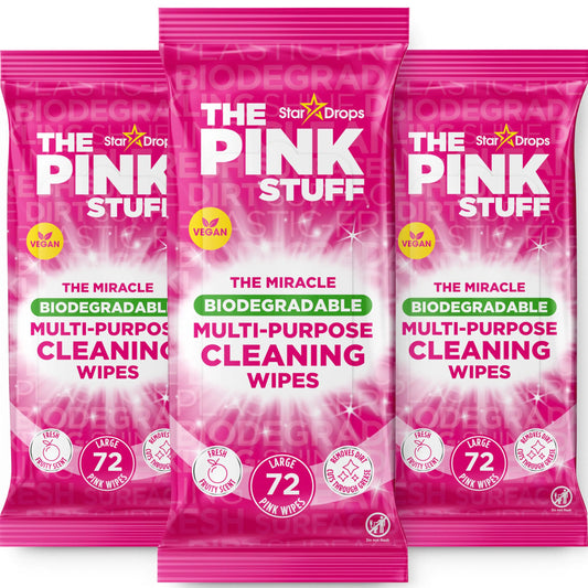 Stardrops The Pink Stuff Miracle Multi-Purpose Cleaning Wipes – 216 Count – Tough on Grease Grime and Dirt – All-Purpose Cleaner for Kitchen Bathroom and More